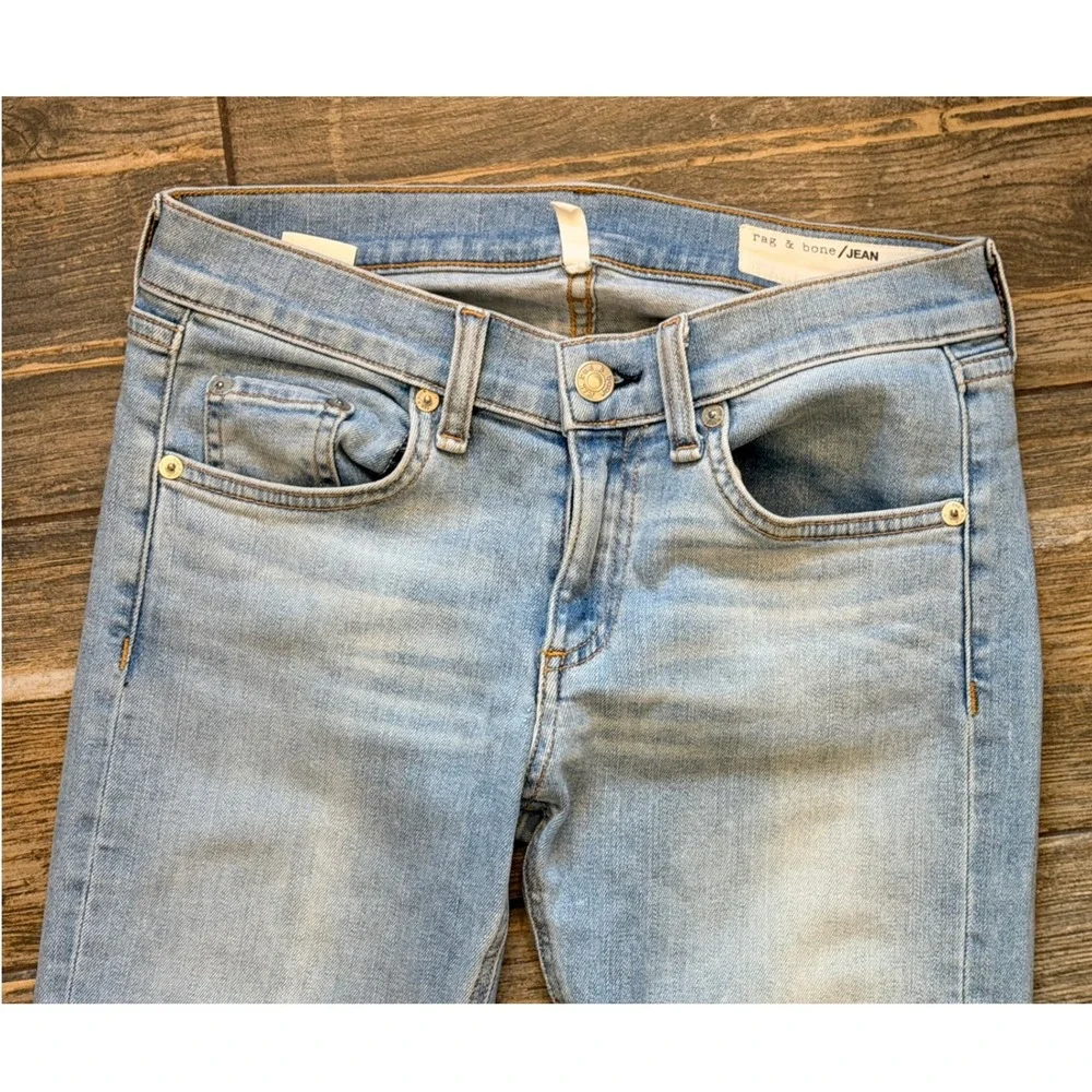 Rag & Bone Jean Capri Wiley Light Wash Raw Step Hem Slim Cropped Jeans Size 25